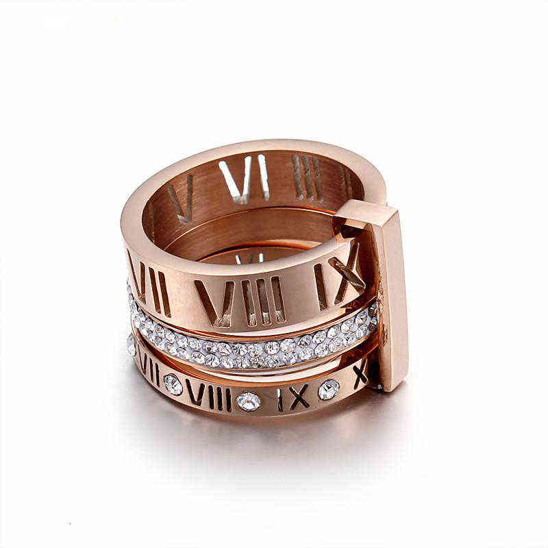 Ring Stainless Steel Rose Gold Roman Numerals Ring Fashion Jewelry Ring Women039s Wedding Engagement Jewelry dfgd