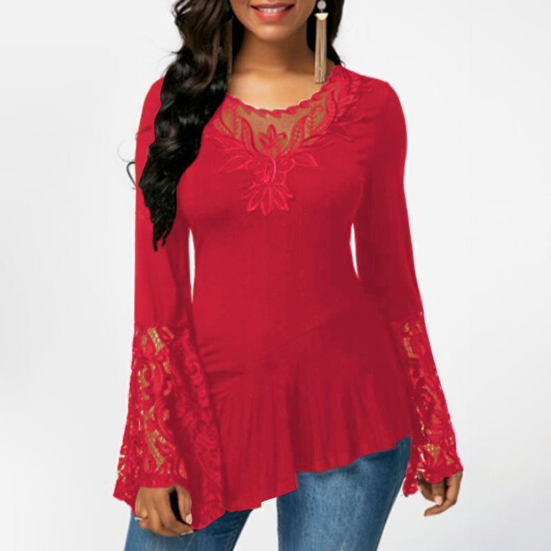 Women' Spring Blouse 2022 Elegant Lace Patchwork Blusas Casual Asymmetrical Shirts Female Flare Sleeve Tops Plus Size Tunic Blouses, Black
Women' Spring Blouse 2022 Elegant Lace Patchwork Blusas Casual Asymmetrical Shirts Female Flare Sleeve Tops Plus Size Tunic Blouses, Black