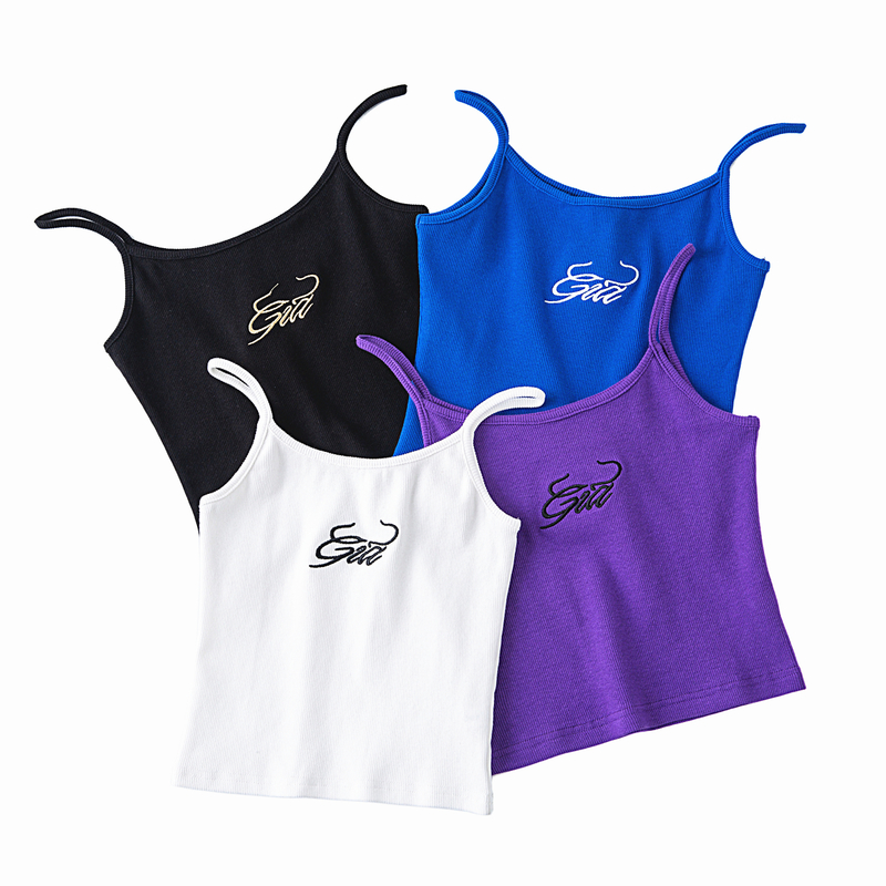 Summer Women Cotton Wrap Crop Tank Top Sleeveless Vest Solid Sexy Y2K Short Streetwear Gia Letters Ribbed Embroidered Camisole 220325