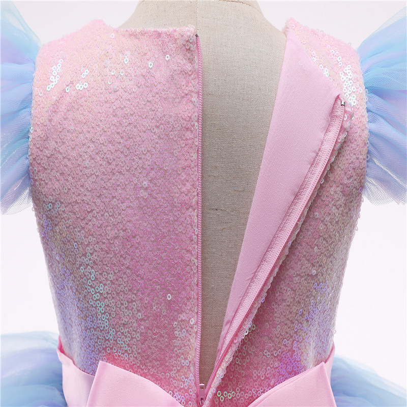 Girls Formal Princess Dress Kids Lace Tulle Rainbow Elegant Evening Party Cake Tutu Prom Gown Children Wedding Communion Costume 220707