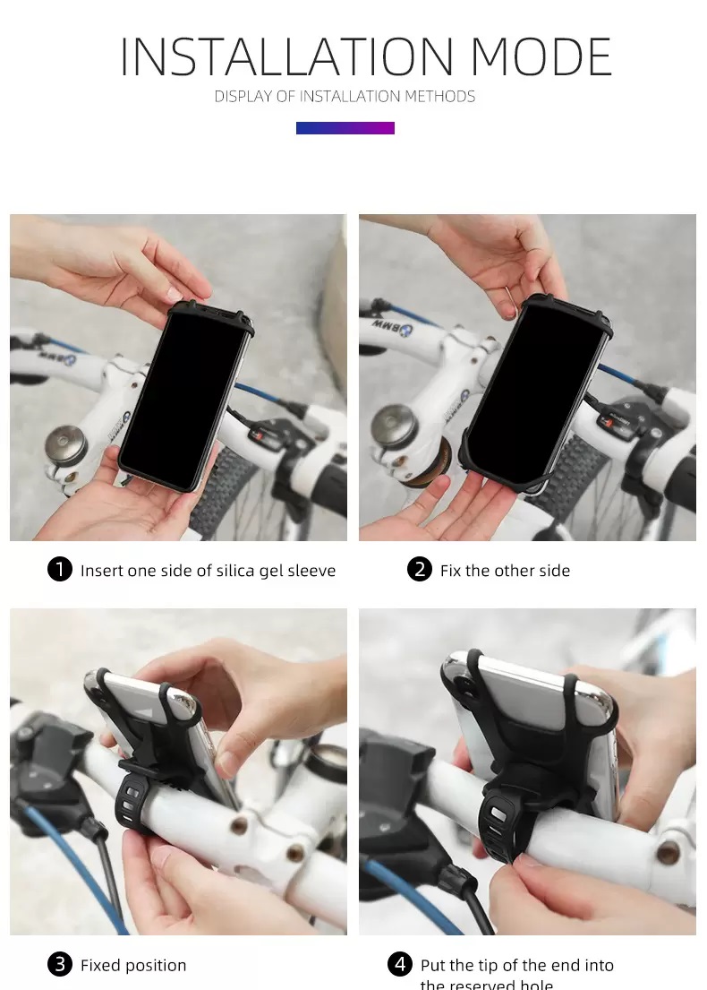 Flexible Bicycle Smartphone Holder 360 Rotation Silicone Bike Motorbike Mount Mobile Phone Accessories Holder