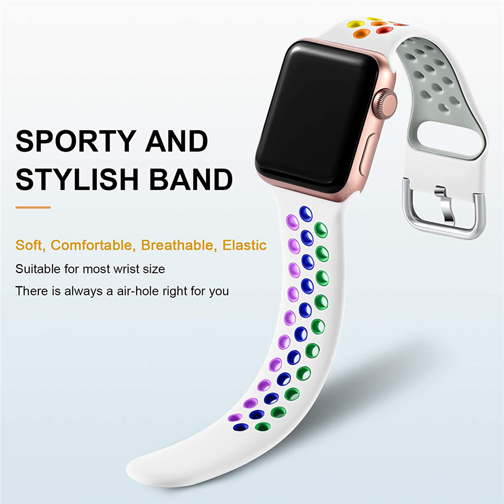 Silicone Sport Strap For Apple Watch Band 45mm 41mm 44mm 40mm 42mm 38mm Smartwatch Rubber Bracelet IWatch Series 7 6 SE 5 4 3 2 free shipping