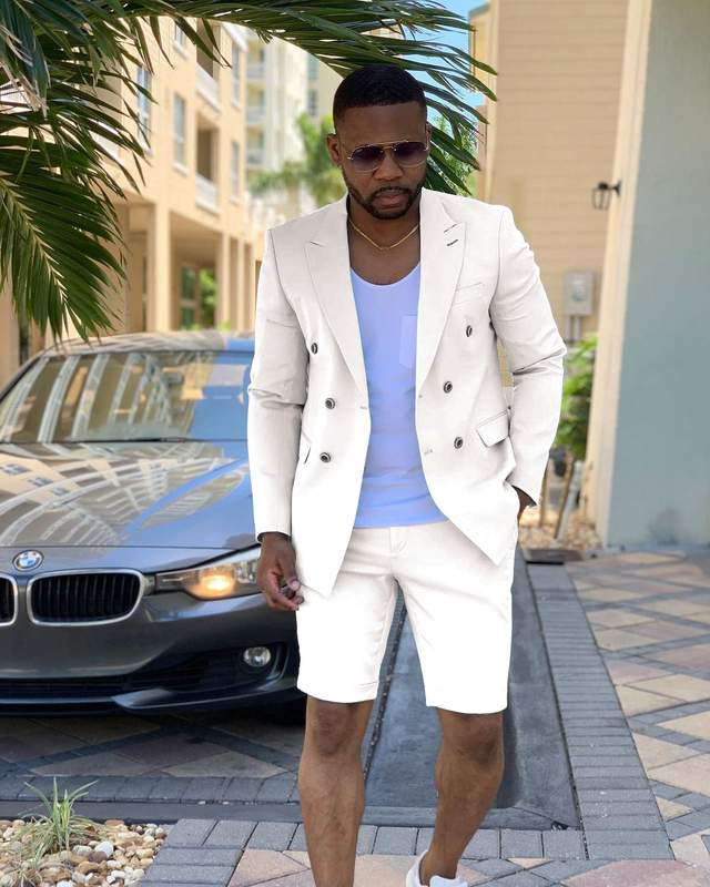 Tailored Made Mint Green Double Breasted Mens Suits Short Pants Summer Beach Groom Suit Casual Business Wedding Man Blazer 220817