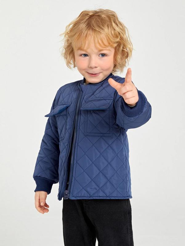 Toddler Boys Flap Pocket Quilted Bomber Jacket SHE