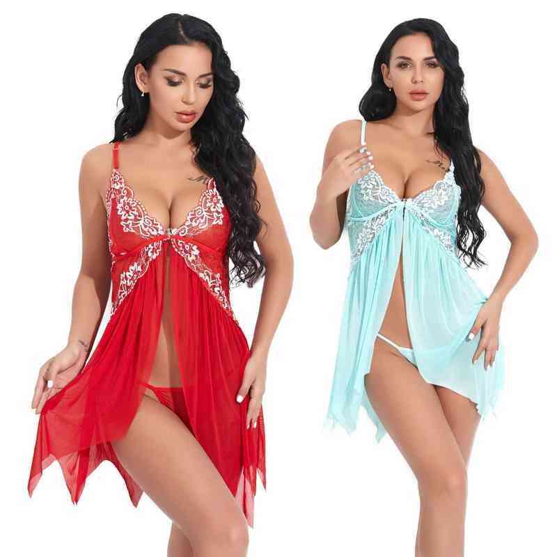 Nxy Sexy Underwear Roupa Interior Feminina Lingerie Sexy Vestido Ertico Transparente Renda Pijamas Camisola + Tanga Trajes De Sexo 0401