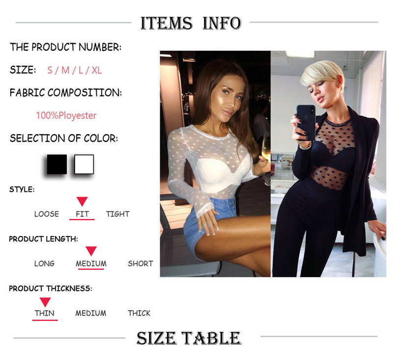 Fashion Women See through Sheer Mesh Shirts Polka Dot Long Sleeve T Shirt Tops Clubwear 220516
