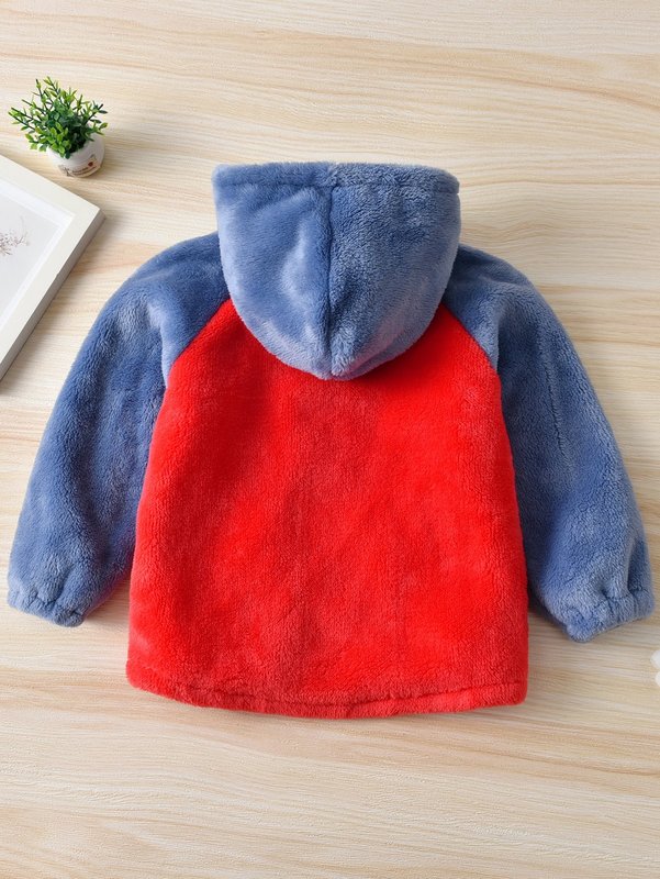 Toddler Boys Dinosaur And Car Embroidery Hooded Flannel Coat SHE