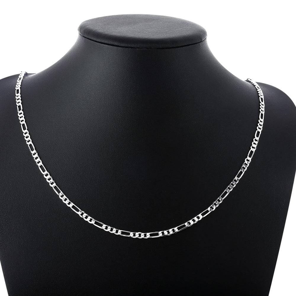 e Sier Jewelery For Men 4mm Figaro Chain Bracelet & Necklace Man's Jewelry 2pcs Sets Accesories Party Gifts Free shipping