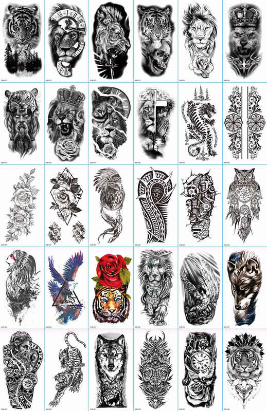 NXY Temporary Tattoo Waterproof Sticker Big Tiger Lion Wolf Rose Arm Hipster Man Woman Body Art Tatuajes 0330