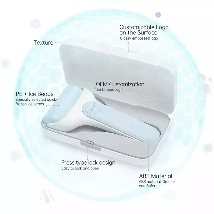 Ice roller cold massage skin cooling non needle with protective box care tool firming remove dark circles for summer face massage soicy S20 pores and 
