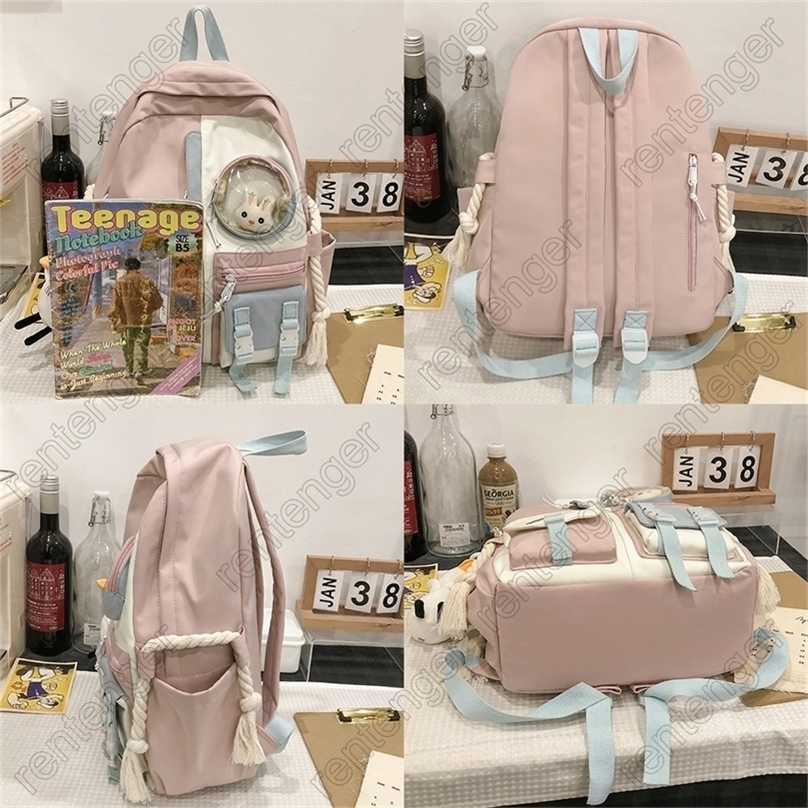 School Bags Female Harajuku Nylon Bag Kawaii Girl College Student Backpack Water 220823
