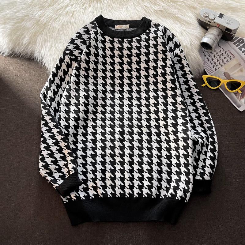 Men's Sweaters Spring And Autumn Fashion Plaid Long-sleeved Sweater Men's Ins Trend Loose All-match Round Neck Knitted CoatMen's, Black
Men's Sweaters Spring And Autumn Fashion Plaid Long-sleeved Sweater Men's Ins Trend Loose All-match Round Neck Knitted CoatMen's, Black