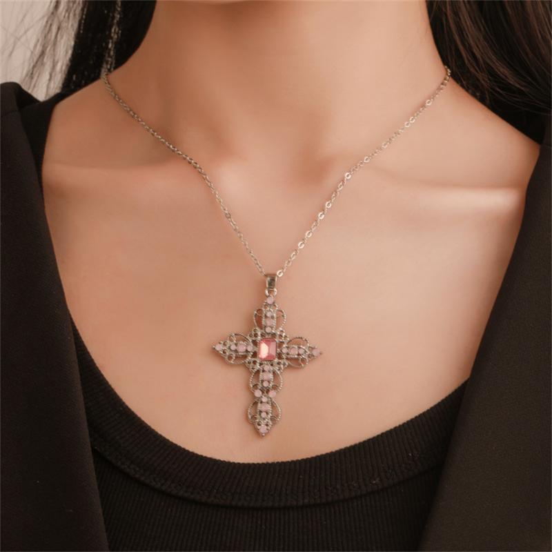 Pendant Necklaces Large Detailed Cross Drill Jewel Necklace Silver Color Tone Gothic Punk Jewellery Fashion Charm Statement Women GiftPendan
Pendant Necklaces Large Detailed Cross Drill Jewel Necklace Silver Color Tone Gothic Punk Jewellery Fashion Charm Statement Women GiftPendan