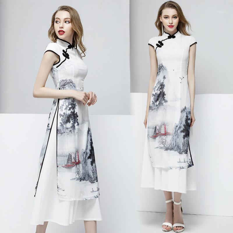 Summer Women Cheongsam Qipao Evening Dress Chinese Oriental Lmproved Ink Print Dresses Traditional Wedding Ethnic Clothing
Summer Women Cheongsam Qipao Evening Dress Chinese Oriental Lmproved Ink Print Dresses Traditional Wedding Ethnic Clothing