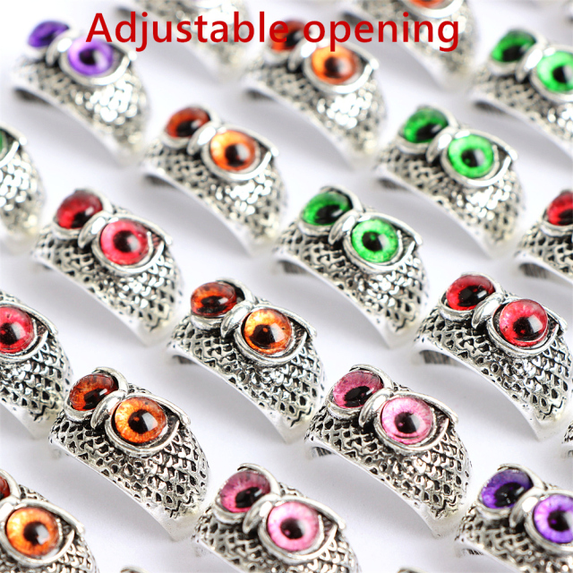 36Pcs/Lot Punk Vintage Colorful Owl Eye Adjustable Open Rings Jewelry For Women Men Mix Style Color Party Gifts Wholesale
36Pcs/Lot Punk Vintage Colorful Owl Eye Adjustable Open Rings Jewelry For Women Men Mix Style Color Party Gifts Wholesale