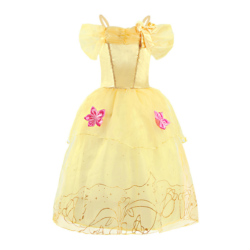 Kid Princess Dress Girl Summer Fancy Party Clothes Children Rapunzel Belle Sleeping Beauty Christmas Carnival Costume 220426