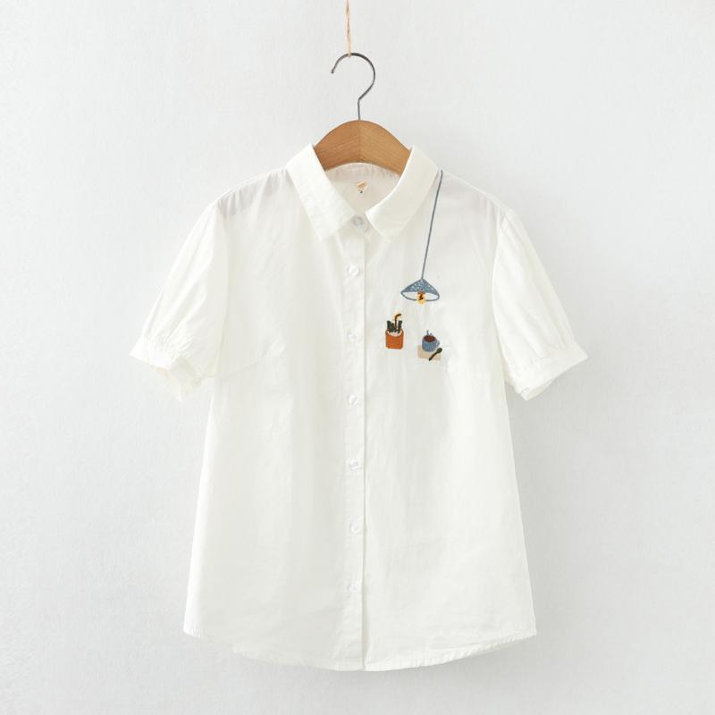 Women' Blouses & Shirts Summer Women Embroidery White Girls Short Sleeve Lady Tops Cartoon Female Clohting
Women' Blouses & Shirts Summer Women Embroidery White Girls Short Sleeve Lady Tops Cartoon Female Clohting