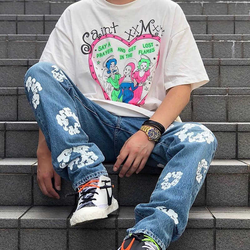Michael cartoon love virgin Saint print high street American fashion brand oversize short sleeve men's T-shirt women's, White
Michael cartoon love virgin Saint print high street American fashion brand oversize short sleeve men's T-shirt women's, White