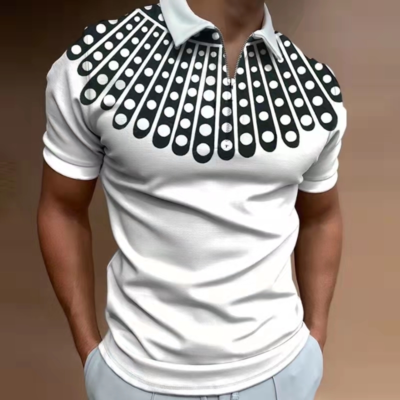 Summer Polo Shirts Men Short Sleeve Casual Polo Fashion Zip-up Pullover Tees Shirt Men's Vintage Printing Tops Streetwear 220418