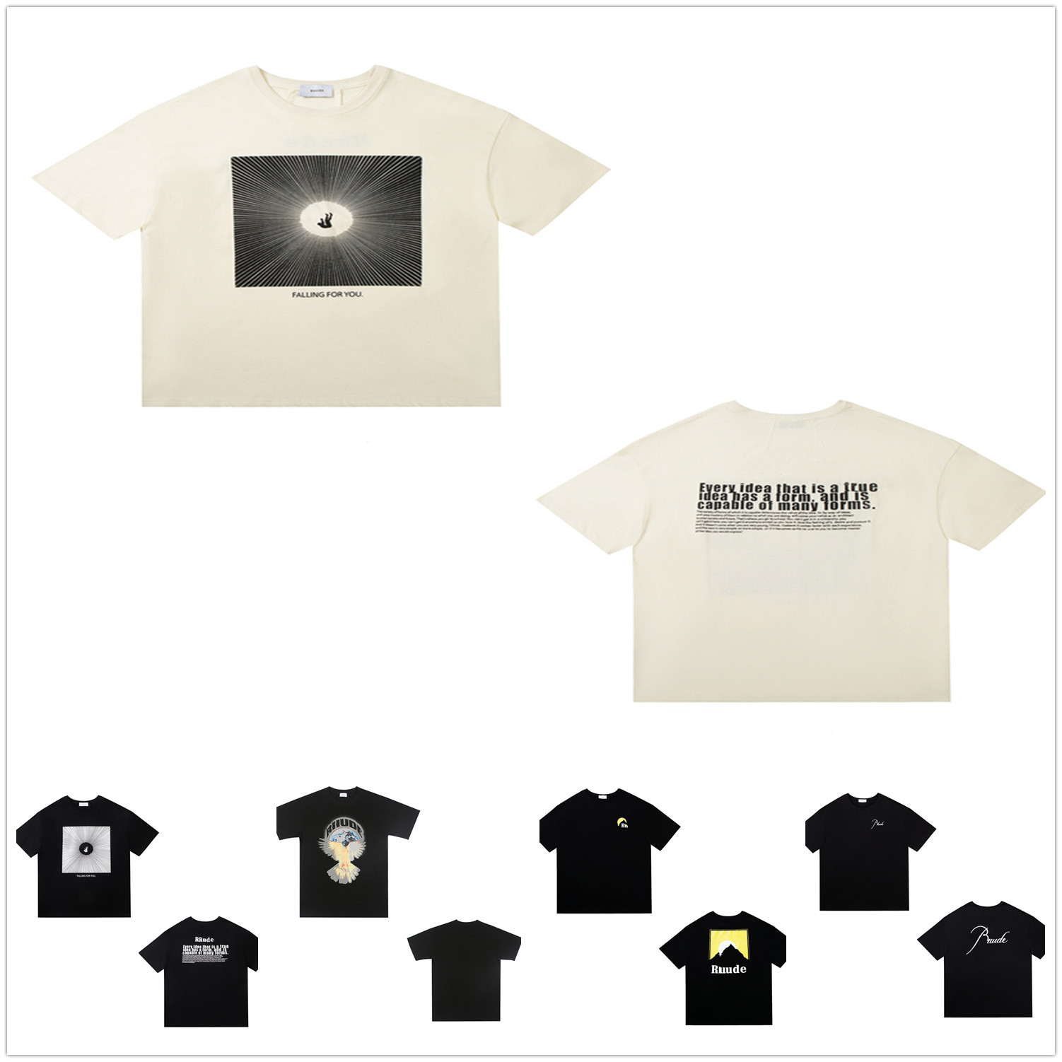 Rh Men t shirt women T shirts character fall Tunnel abstract high street short-sleeved T-shirt retro eagle lightning print half-sleeved couple loose A05, Button
Rh Men t shirt women T shirts character fall Tunnel abstract high street short-sleeved T-shirt retro eagle lightning print half-sleeved couple loose A05, Button