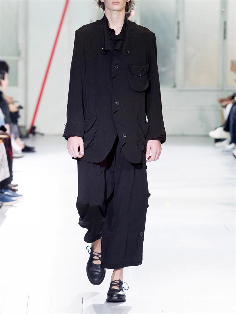 Men' Trench Coats Spring Irregular Design Lapel Deconstructing Versatile And Playful Solid Color Multi-pocket Coat Viol22, Black
Men' Trench Coats Spring Irregular Design Lapel Deconstructing Versatile And Playful Solid Color Multi-pocket Coat Viol22, Black