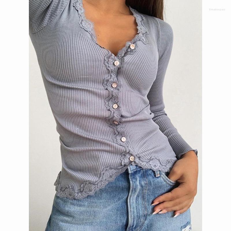 Women's Knits & Tees Women's Sexy V-neck Fashion Lace Patchwork Single Breasted Buttons Pure Color Autumn Slim Long Sleeve Top Knit Card, White
Women's Knits & Tees Women's Sexy V-neck Fashion Lace Patchwork Single Breasted Buttons Pure Color Autumn Slim Long Sleeve Top Knit Card, White