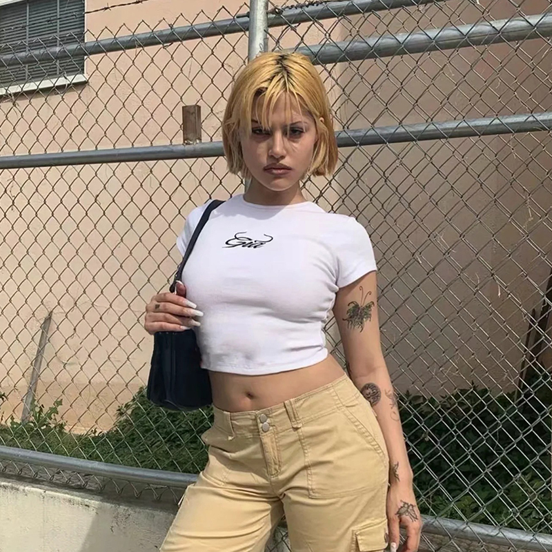 Chic Street Girls Fashion Gia Letter Embroidery Cami Top Women Summer Sexy Sleeveless Skinny Crop Tops Harajuku Casual White Tee 220316