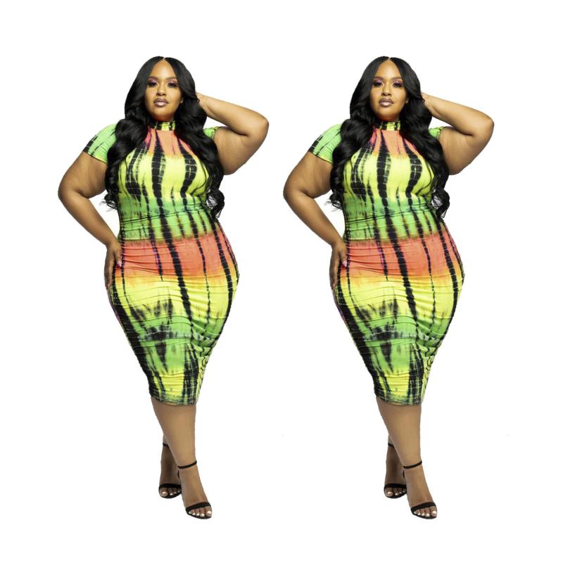 Plus Size Dresses Women Clothing 4xl Sexy Tie Dye Casual Short Sleeves Turtleneck Fashion Stretch Midi Dress Wholesale Drop, Green
Plus Size Dresses Women Clothing 4xl Sexy Tie Dye Casual Short Sleeves Turtleneck Fashion Stretch Midi Dress Wholesale Drop, Green