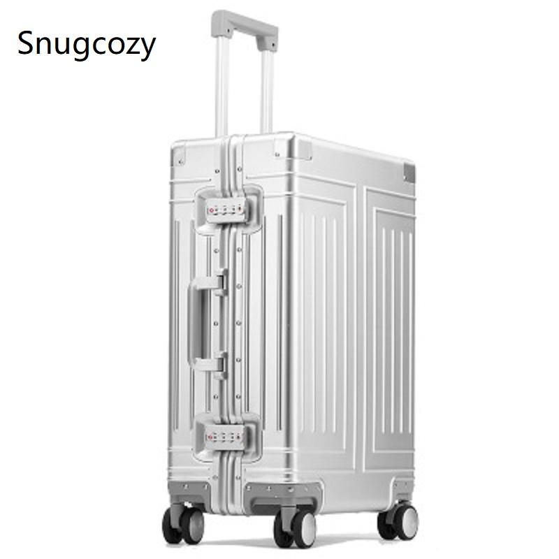 

Suitcases Snugcozy High Grade Rolling Luggage 100% Aluminum-magnesium Boarding Perfect For Spinner Brand Travel Suitcase