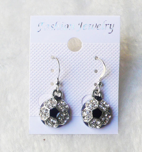 Shiny Crystal Volleyball Basketball Football Dngle Chandelier Earrings Silver Plated Sport Round Ball Earring for Women Girlfriend Brithday Jewelry Gi