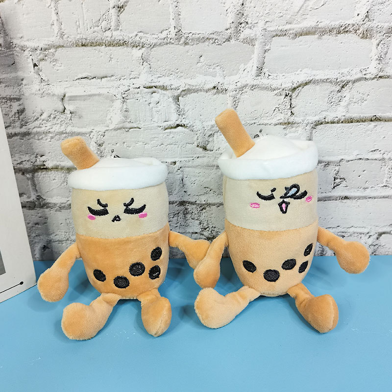 Cute Plush Toys Keychains Bubble Tea Cup Boba Pendant Key Chains Rings Cartoon Pearl Milk Drink Stuffed Doll Wallet Bag Charm Keyrings Kids Gifts Jewe