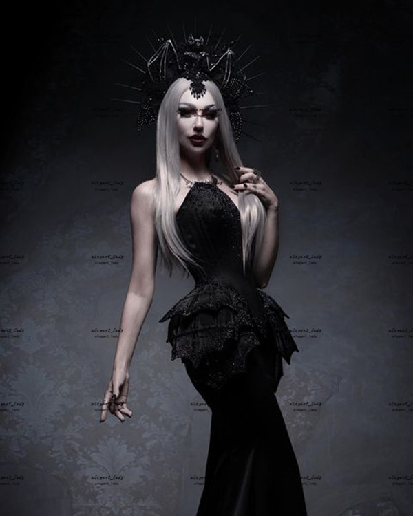 Black Gothic Mermaid Pagan Wedding Dresses 2022 Sweetheart Peplum Beaded Stain Lace-up Corset Trumpet Bridal Gowns plus size
