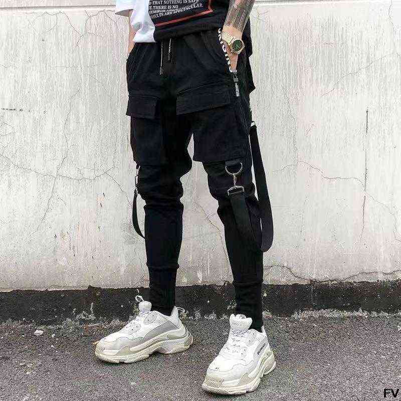 New Streetwear Men's Multi Pockets Cargo Harem Pants Hip Hop Casual Male Track Pants Joggers Trousers Fashion Harajuku Men Pants G220507