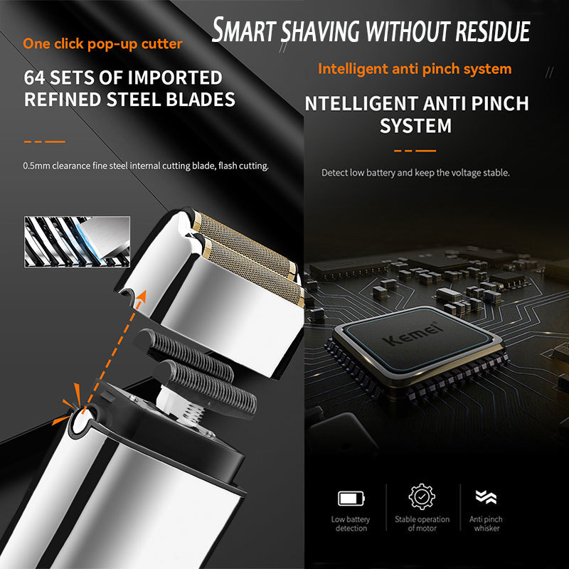 kemei TX5 Pro metal housing barber shop hair electric shaver for men beard bald head shaving machine rechargeable electric razor 220322