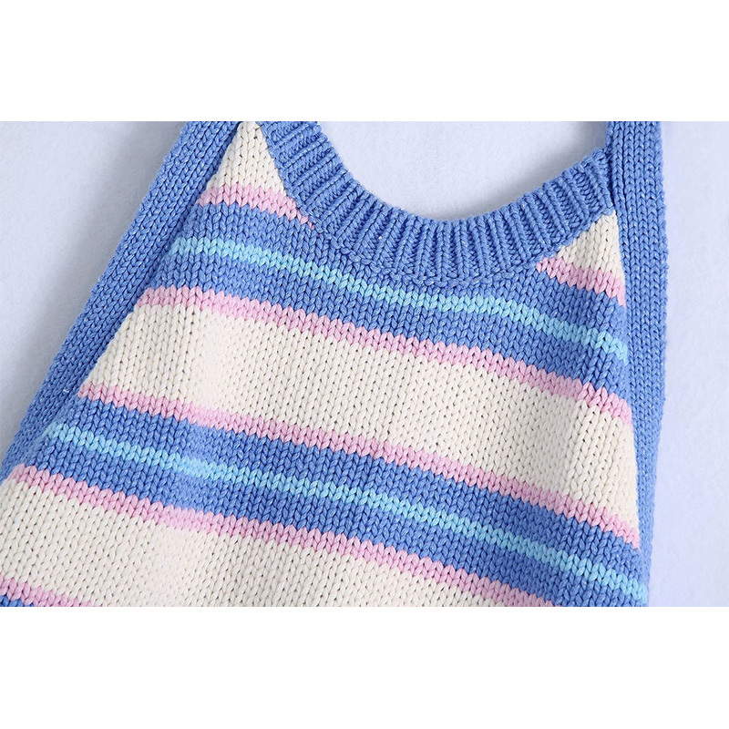 Summer Women Striped Tops Bow Lace Up Halter Backless Chic Lady Fashion Sexy Woman Clothes 220316