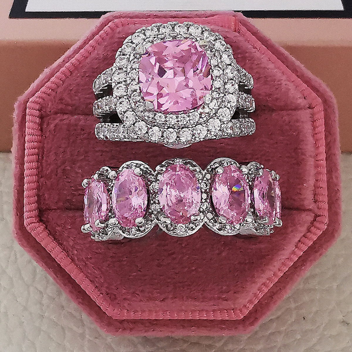 2022 Eternity ring Set Moissanite Diamond Ring 100% Original 925 sterling silver Wedding band Rings for Women Bridal Promise Jewelry Gift