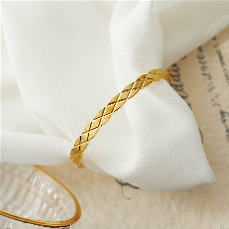 18K gold classic stainless steel bangle bracelets for women diamond rhombus designer luxury love bracelet jewelry