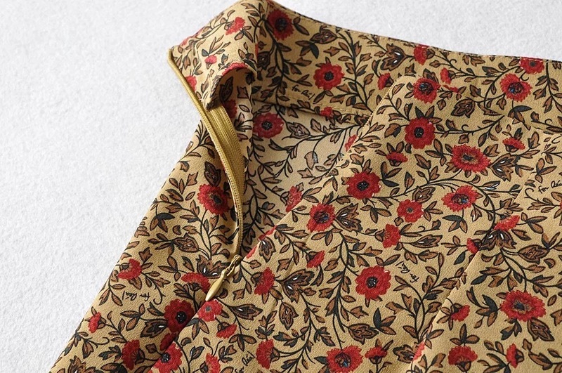Summer Women Contrast color Floral Print Mini Skirt Vintage Package Hips Short Skirts Side Zipper 220317