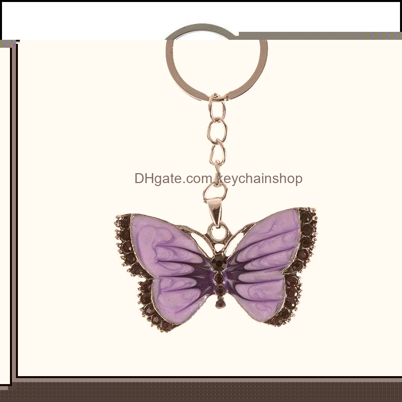Keychains Fashion Accessories Crystal Animal Butterfly Sier Vintage Rhinestone Key Chain Rings Jewelry Gift Car Charms Holder Keyrings Drop