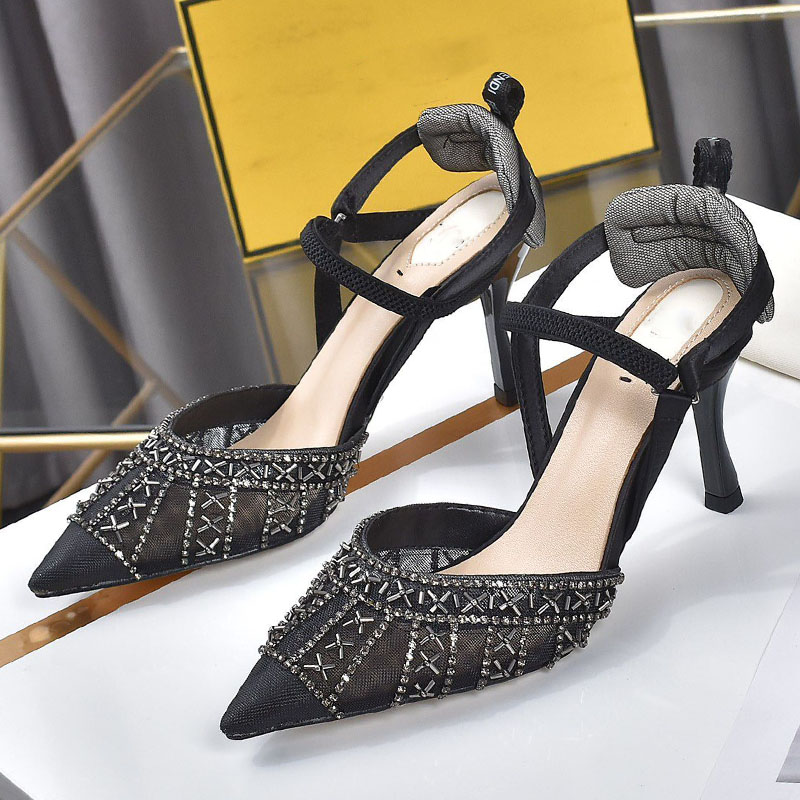 Ladies High Heels Designer Sandals Rhinestone Beaded Buckle Party Sexy Ladies Office Lace Box, Black
Ladies High Heels Designer Sandals Rhinestone Beaded Buckle Party Sexy Ladies Office Lace Box, Black