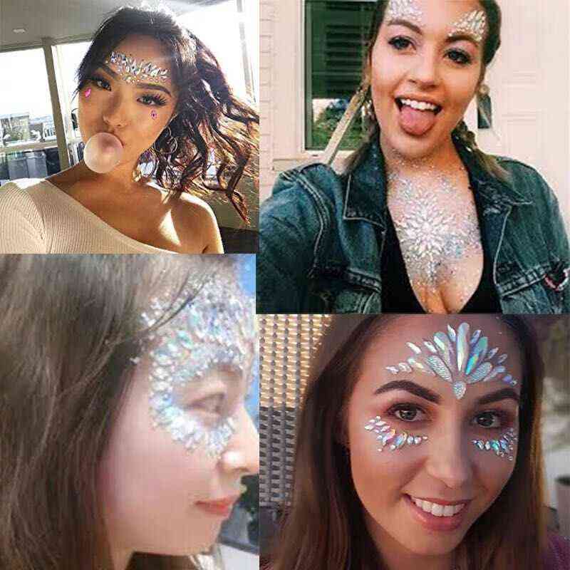 NXY Temporary Tattoo Nail Art Decorations Body Face Jewels Crystal Eyes Festival Party Glitter Stickers Flash Rhinestones 0330