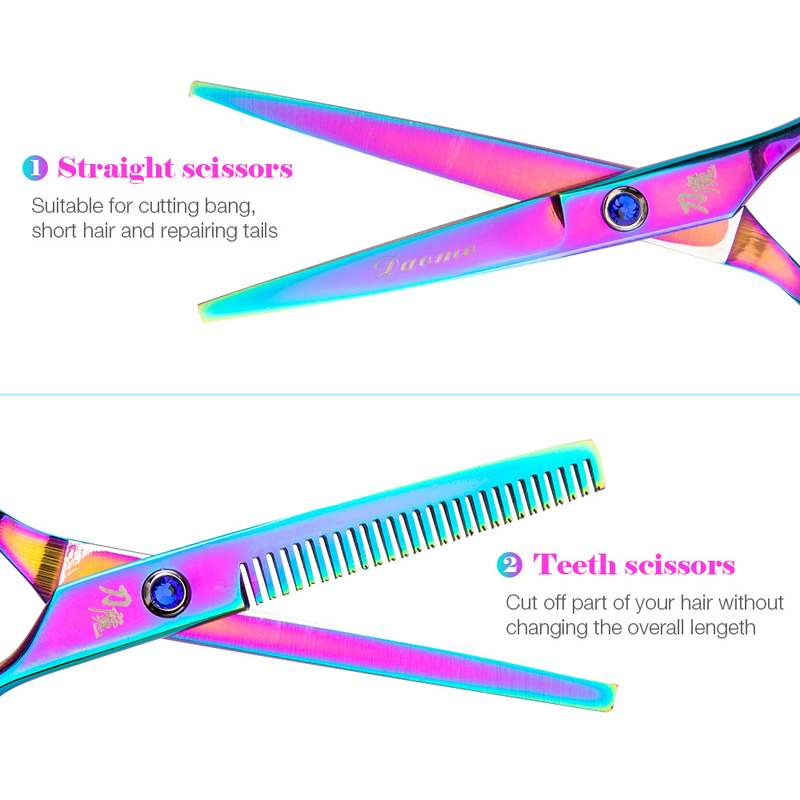 2pcs/set Professional 6 Inch Hair Cutting Scissor Leather Bag Stainless Steel Barber Salon Thinning Tools for Hairdressing 220317