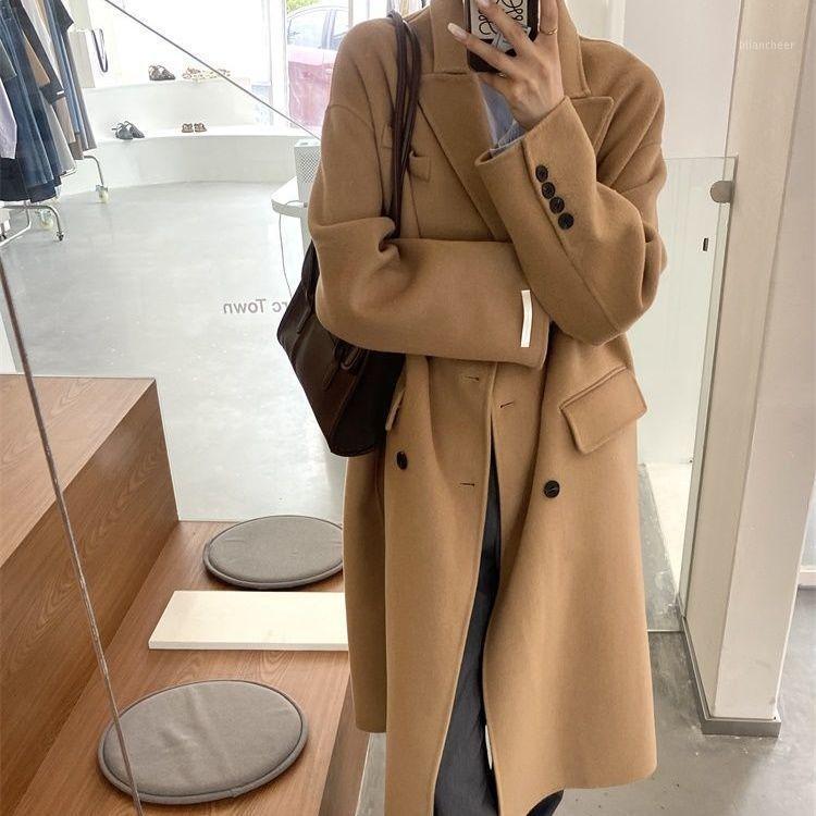 Women' Wool & Blends Women 2022 Autumn Winter Cashmere Long Coat Female Elegant Turn-Down Collar Woolen Coats Double Breasted Warm Overcoat, Camel
Women' Wool & Blends Women 2022 Autumn Winter Cashmere Long Coat Female Elegant Turn-Down Collar Woolen Coats Double Breasted Warm Overcoat, Camel