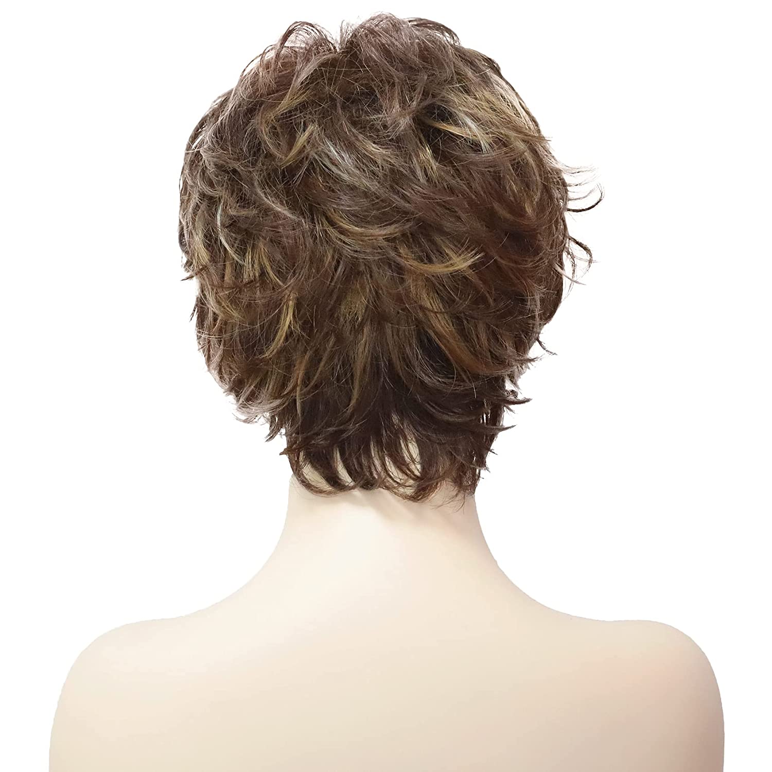 Short Ombre Sliver Gray Pixie Cut Wig Dark Root Straight Layered Synthetic Hair for Black White Women