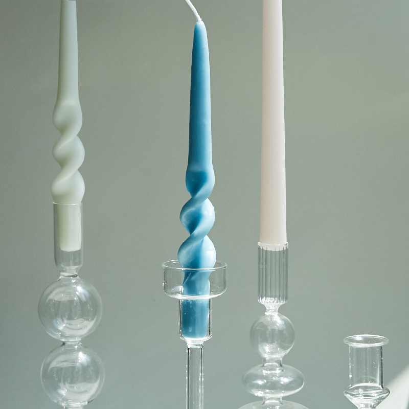 2PC Twist Taper Candles for Wedding Decoration Birthday Festival Table Decor Long Stick Nordic Unscented Handmade Candles