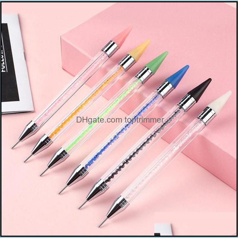 

Dual Ended Nail Dotting Pen Crystal Beads Handle Rhinestone Studs Picker Wax Pencil Manicure Glitter Powder Art Tools Drop Delivery 2021 S