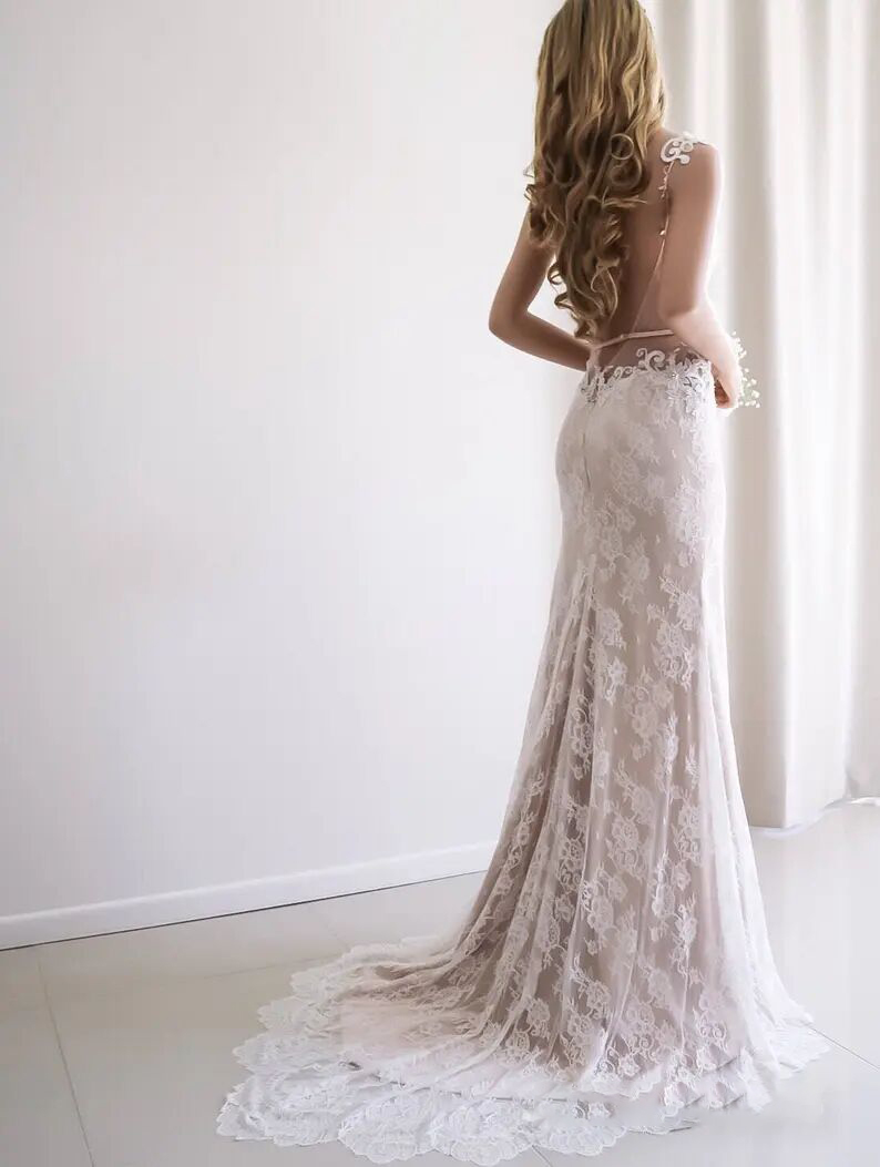 Elegant Mermaid Wedding Dress With Sleeveless High Neck Lace Illusion Bodice Organza Formal Occasion Custom Made Tulle Floor-length