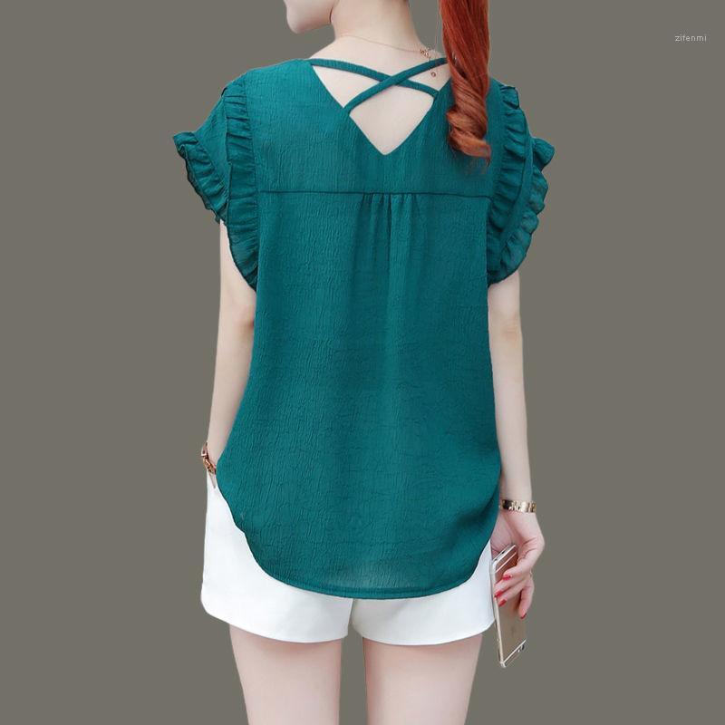 Women' Blouses & Shirts 2022 Summer Women Blouse Loose Backless Chiffon Shirt Female V-Neck Short Sleeves Tops Pure Color Plus Size, Green
Women' Blouses & Shirts 2022 Summer Women Blouse Loose Backless Chiffon Shirt Female V-Neck Short Sleeves Tops Pure Color Plus Size, Green