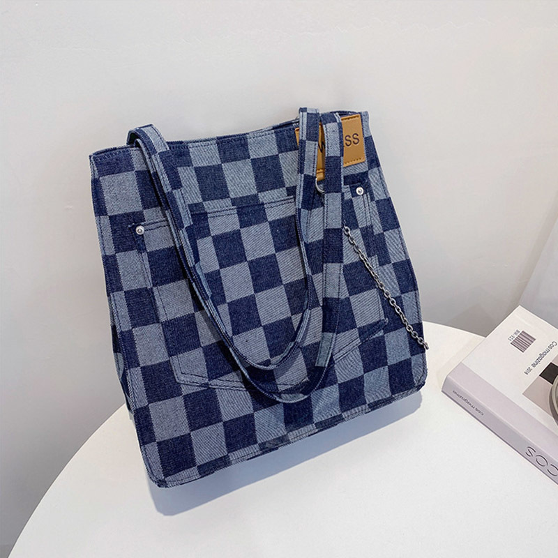 Canvas Tote Bag Women Shopper Bags Luxury Designer Handbag Fashion Korean Style Retro Checkerboard Grid Chain Shoulder Bags 220616, Shenlanse
Canvas Tote Bag Women Shopper Bags Luxury Designer Handbag Fashion Korean Style Retro Checkerboard Grid Chain Shoulder Bags 220616, Shenlanse