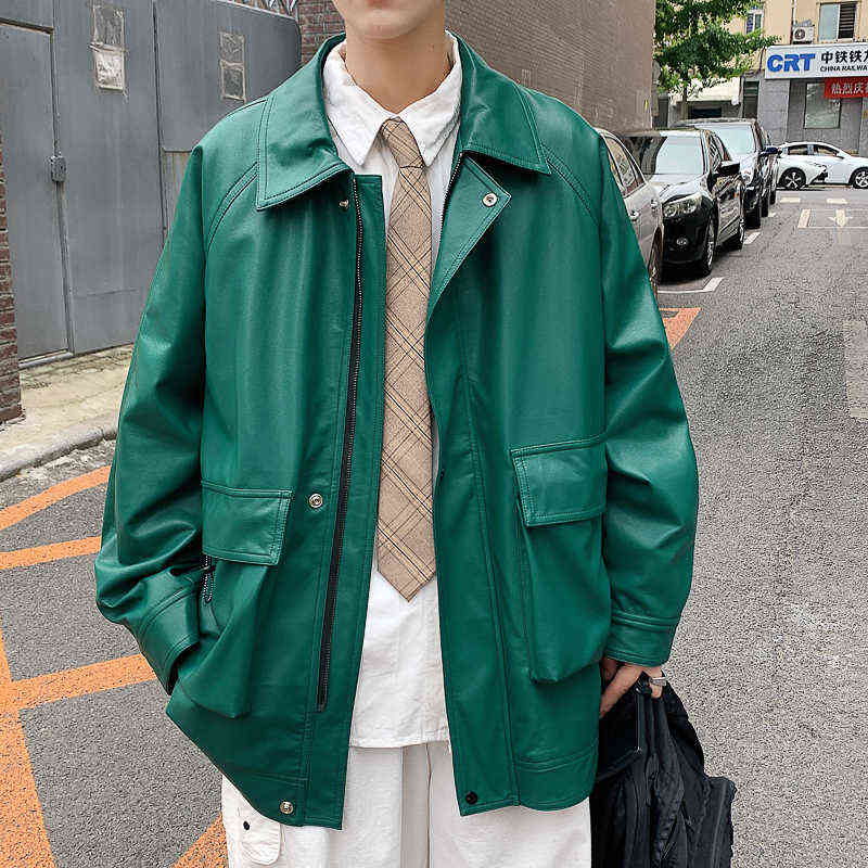 Green PU Jacket Men Fashion Trends Korean Style Streetwear Teenage Loose Fit Faux Leather Cargo Coats Hip Hop Motorcycle Clothes T220728, Black
Green PU Jacket Men Fashion Trends Korean Style Streetwear Teenage Loose Fit Faux Leather Cargo Coats Hip Hop Motorcycle Clothes T220728, Black